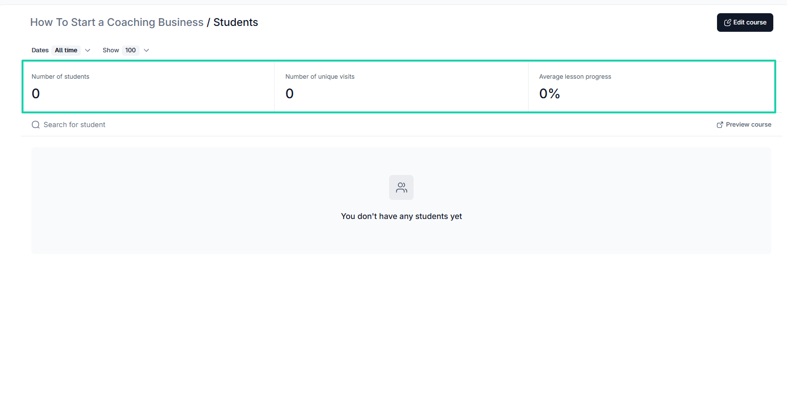 students statistics on learnworlds alternative