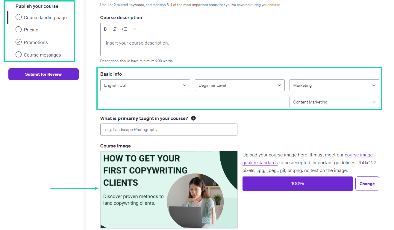 Udemy: courses screenshot — website builder view 2