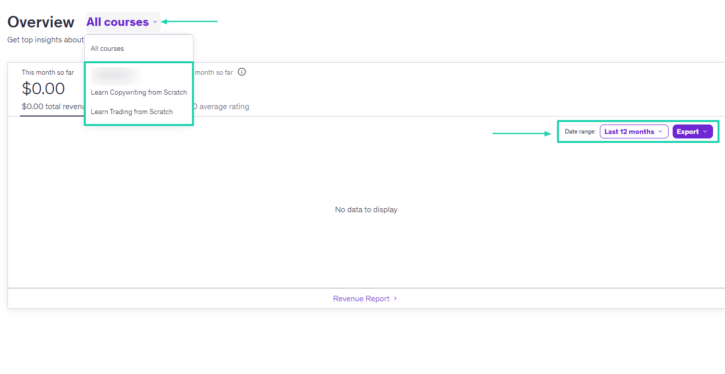 course dashboard on udemy