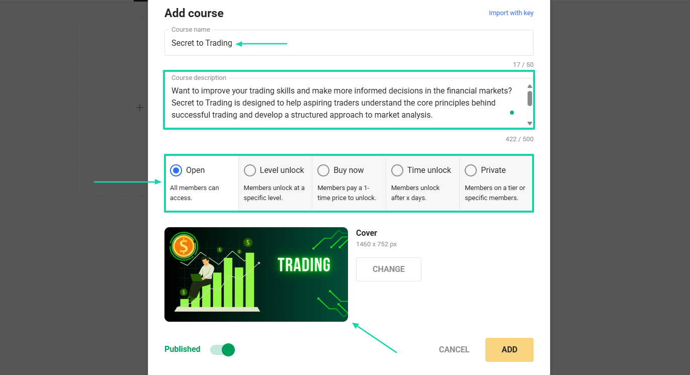 Skool: course builder screenshot