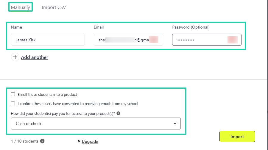 Teachable interface screenshot view 2