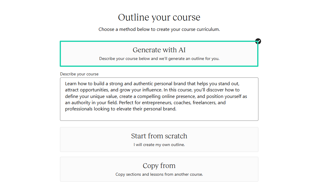 generate course outline with ai