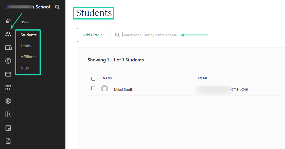 students feature on learnworlds alternative