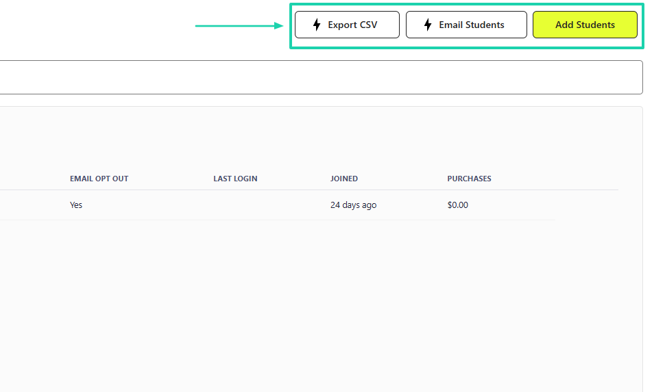 export csv or email students