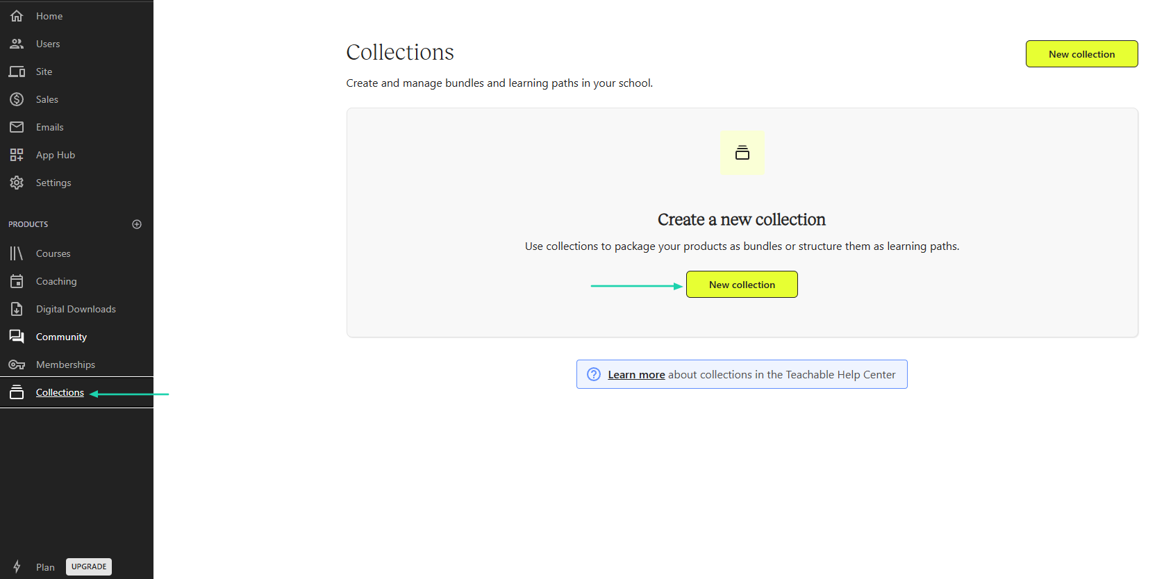 Teachable: collections showing “Collections”