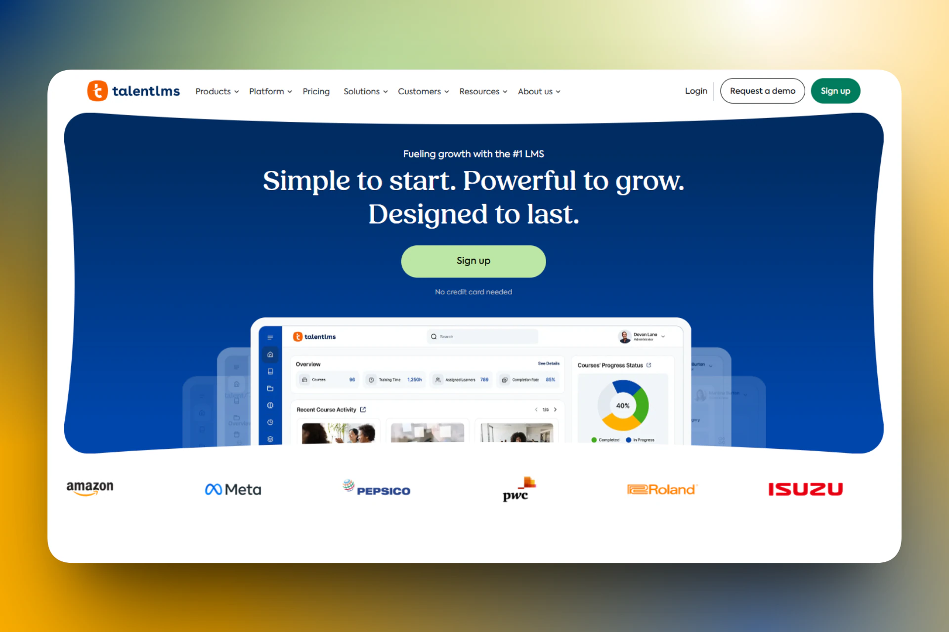 It comes with reporting, assessments, certifications, and team management features.