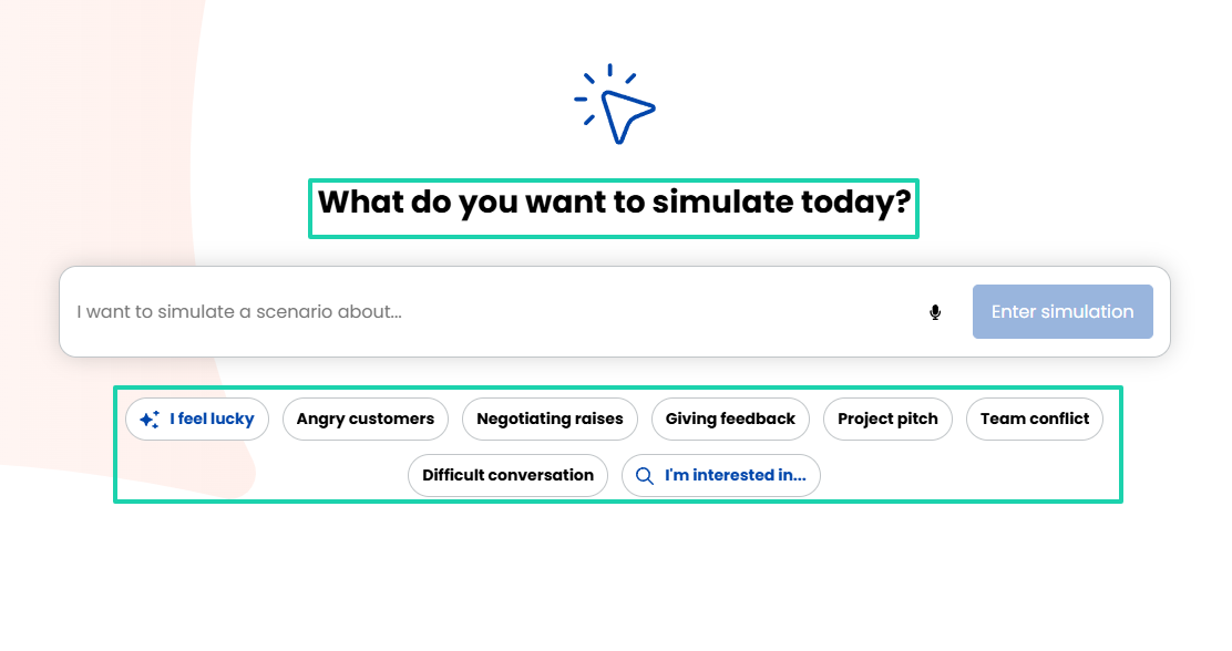 The platform also lets you simulate scenarios by choosing any topic.