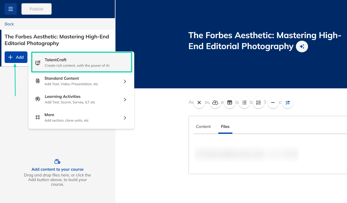 TalentLMS: courses showing “Add”