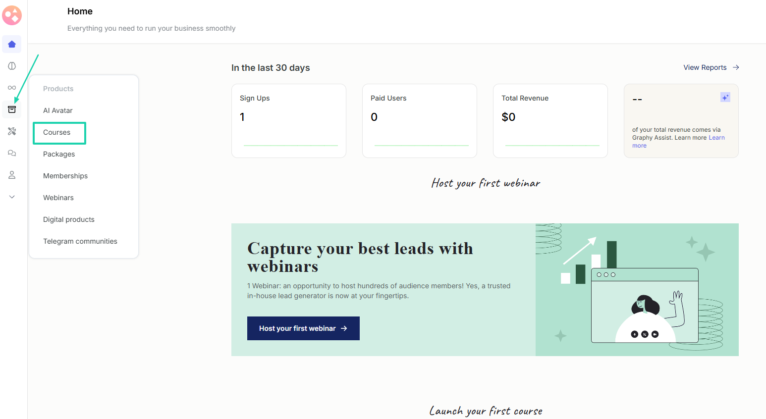 Graphy: courses screenshot