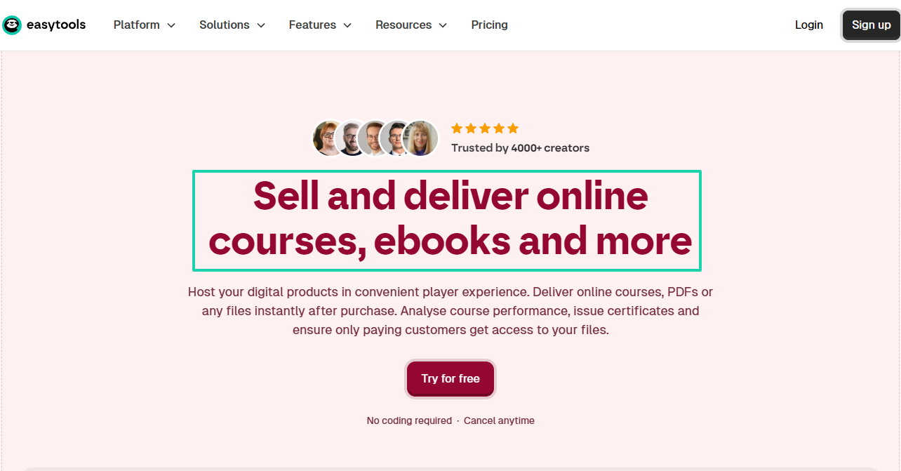 Evaluate the features you actually need: pro tip screenshot — course builder