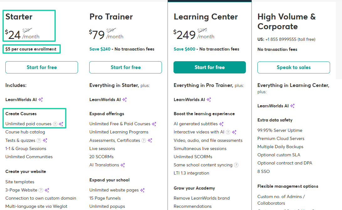 Look at pricing: pro tip screenshot — course builder