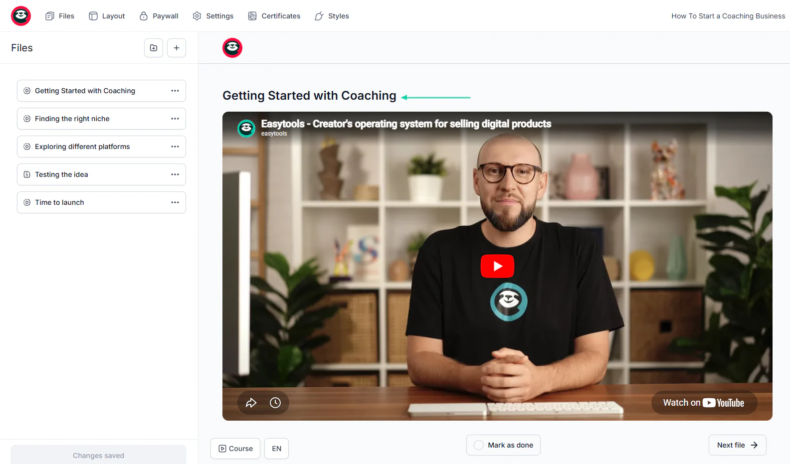 As of now, you may only be a coach who creates and promotes your online courses.