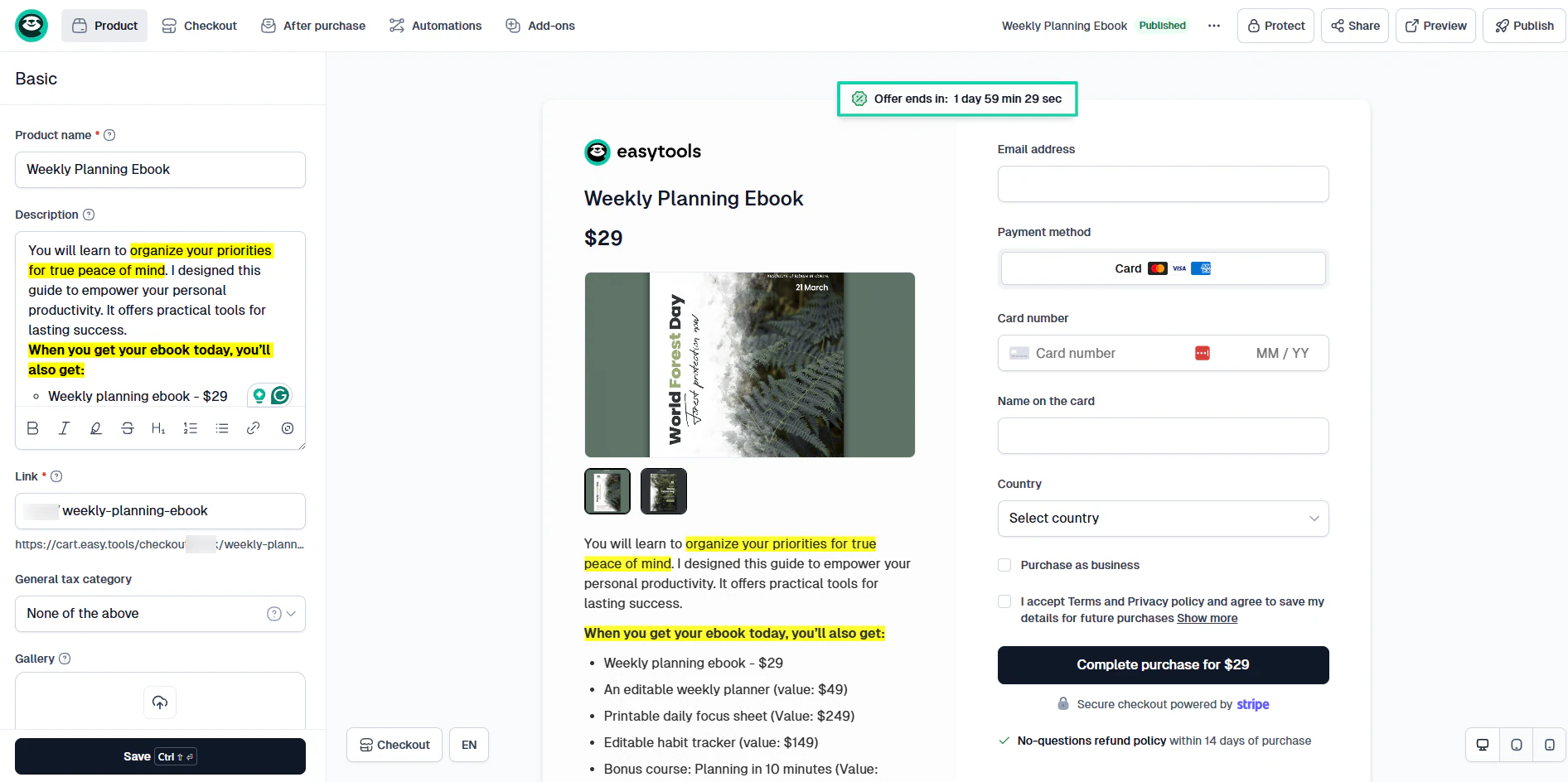 17. Ebooks: Sur Easytools, par exemple, vous pouvez ajouter un compte à rebours à votre page de paiement pour créer de…