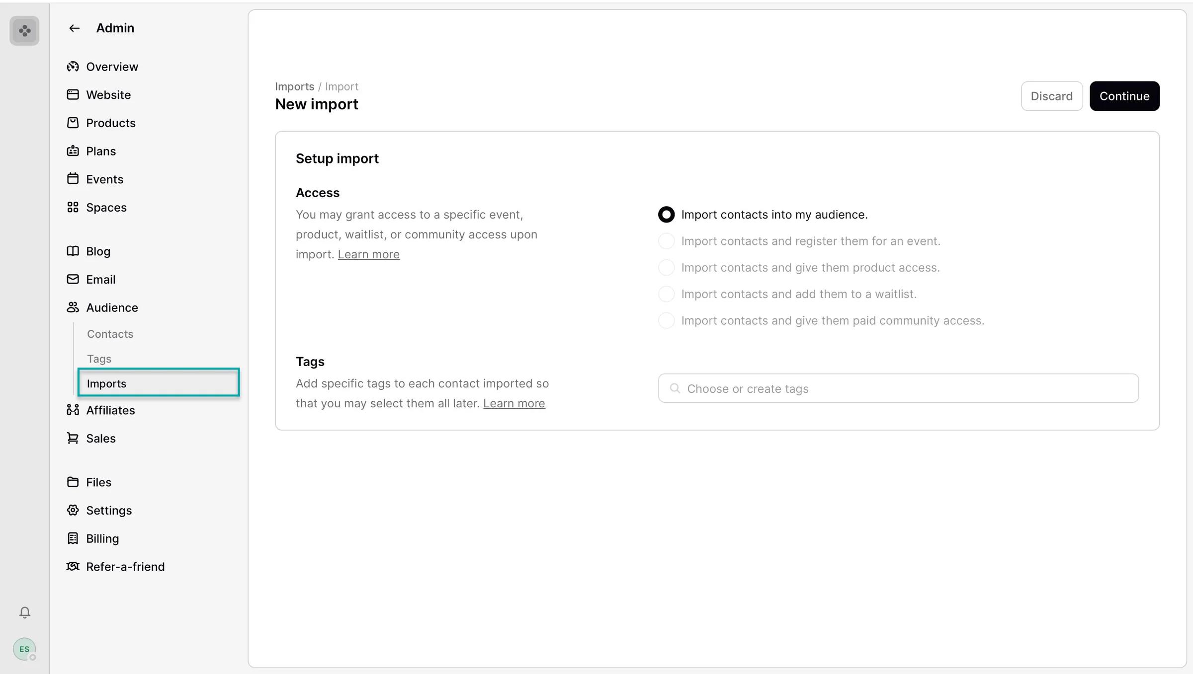 import contacts to podia