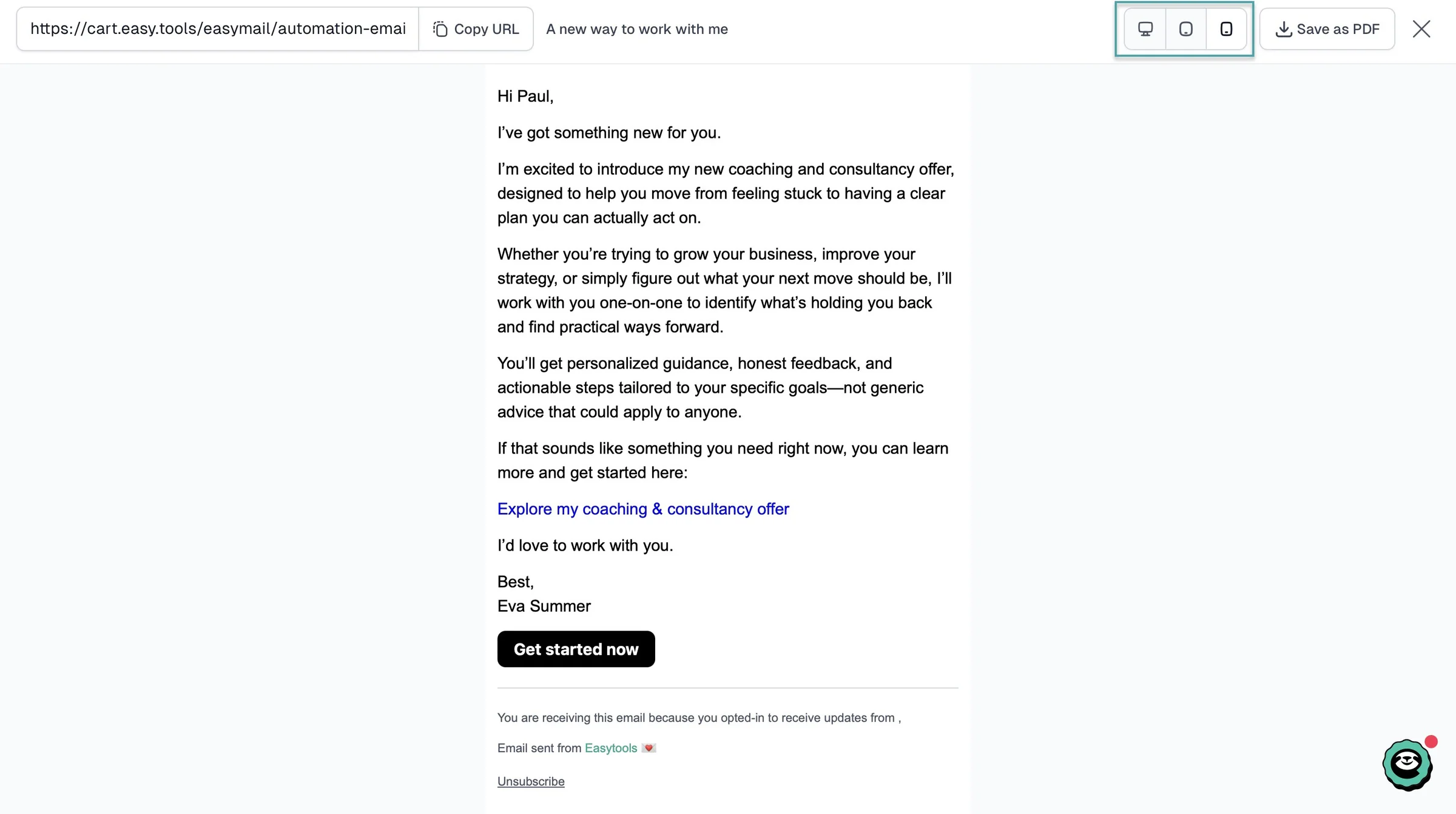 newsletter preview on easytools