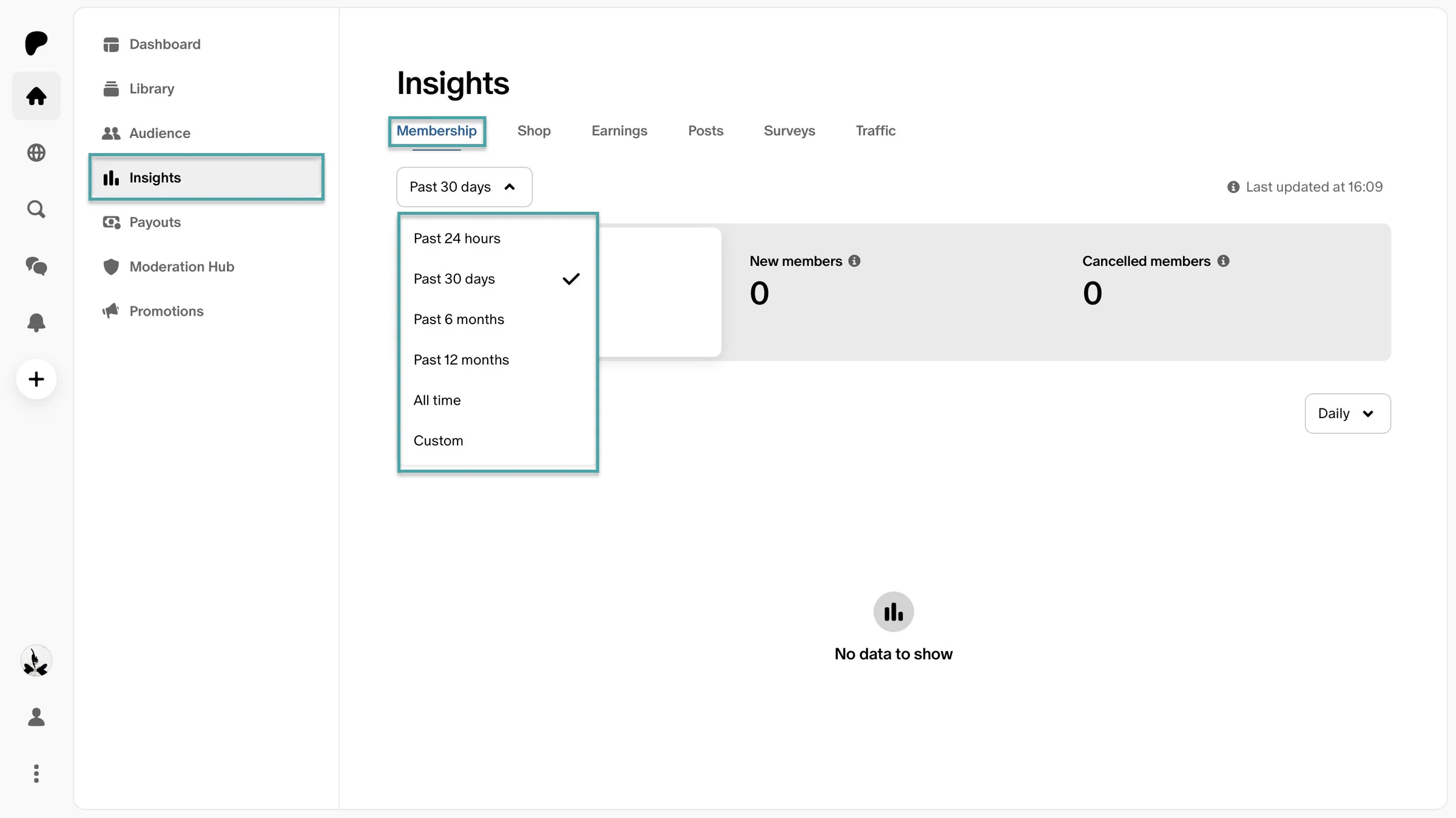 insights feature on buy me a coffee alternative