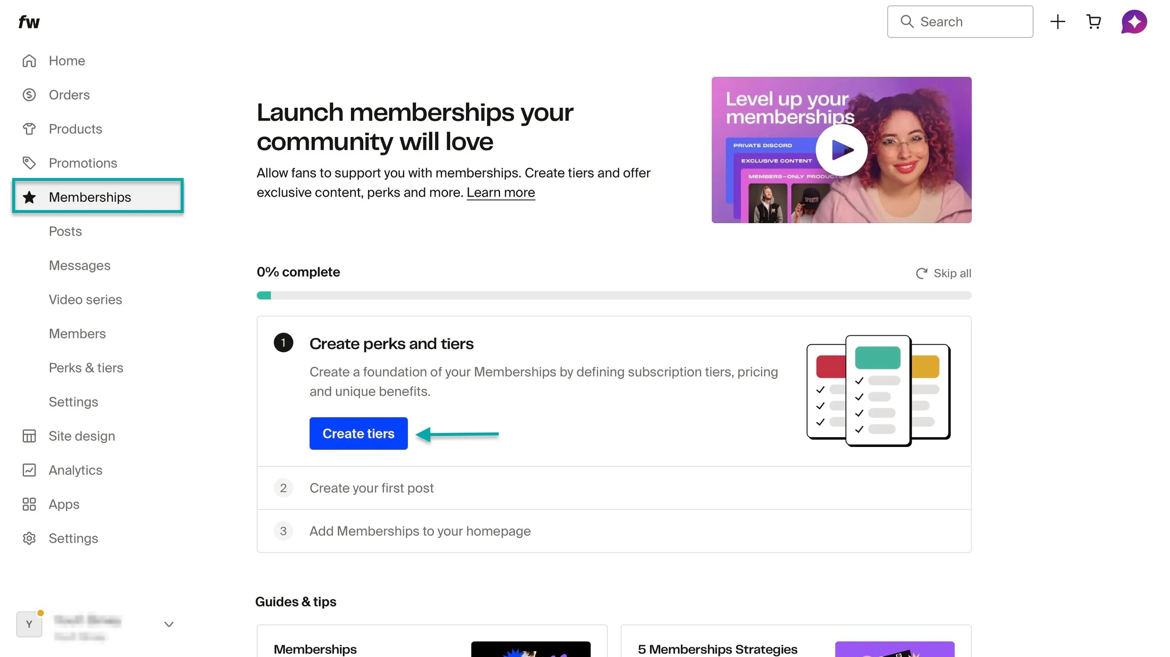 memberships feature on fourthwall