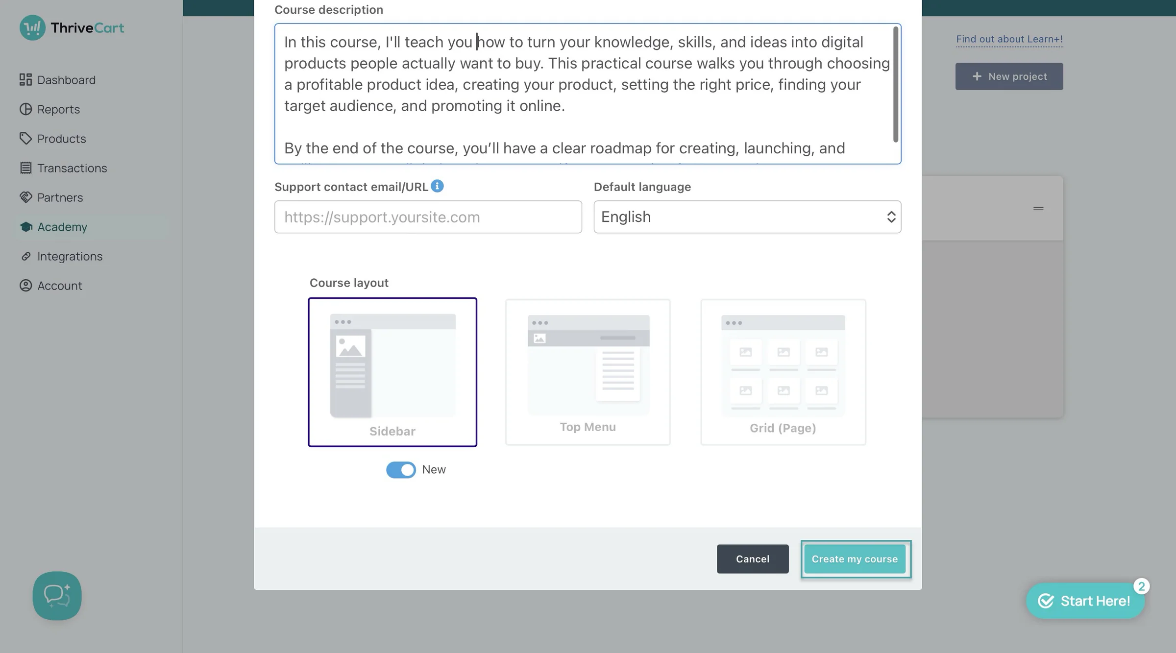 course builder on thrivecart