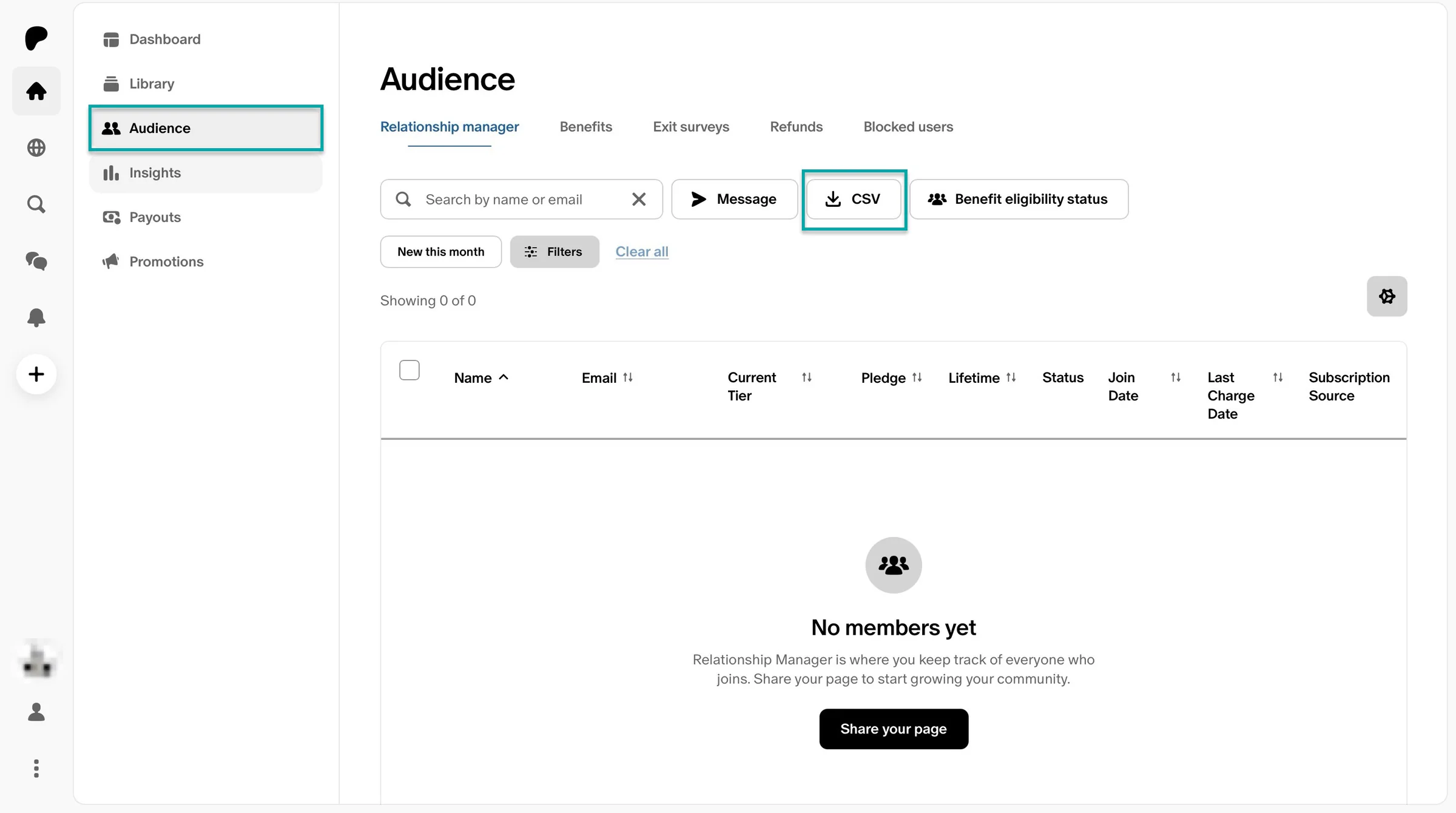 audience feature on buy me a coffee alternative