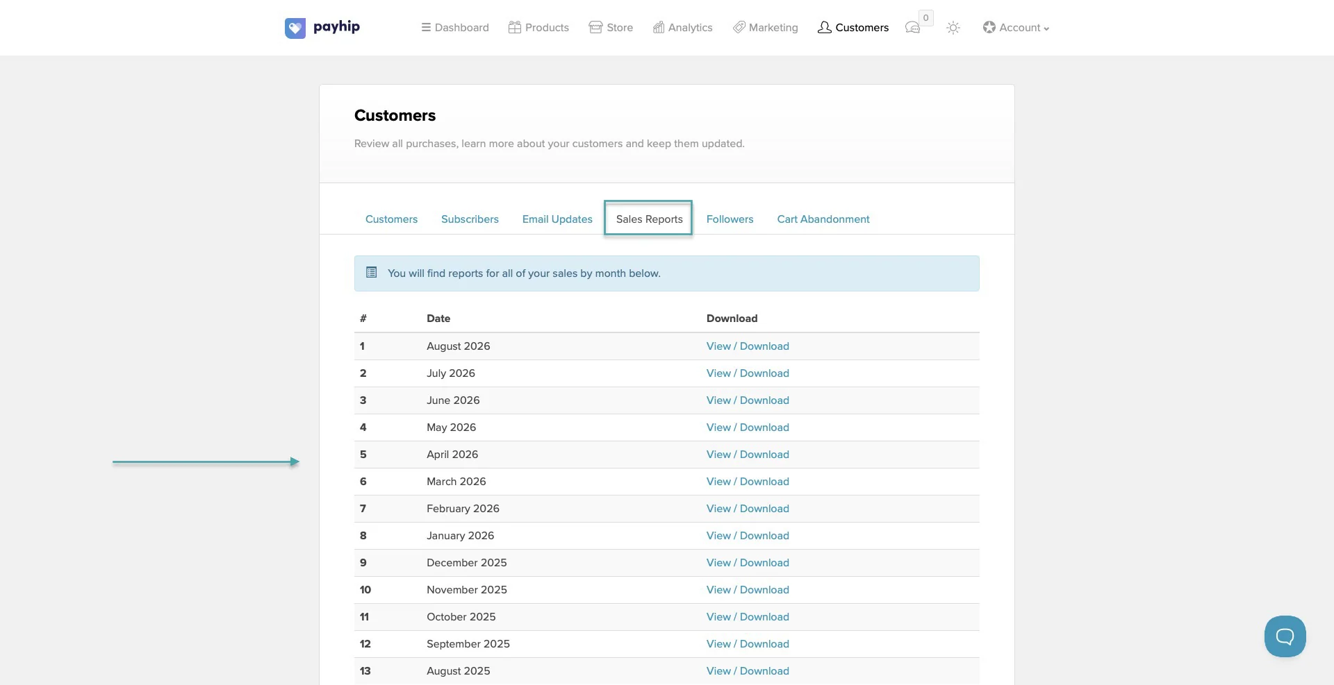 customers report on payhip