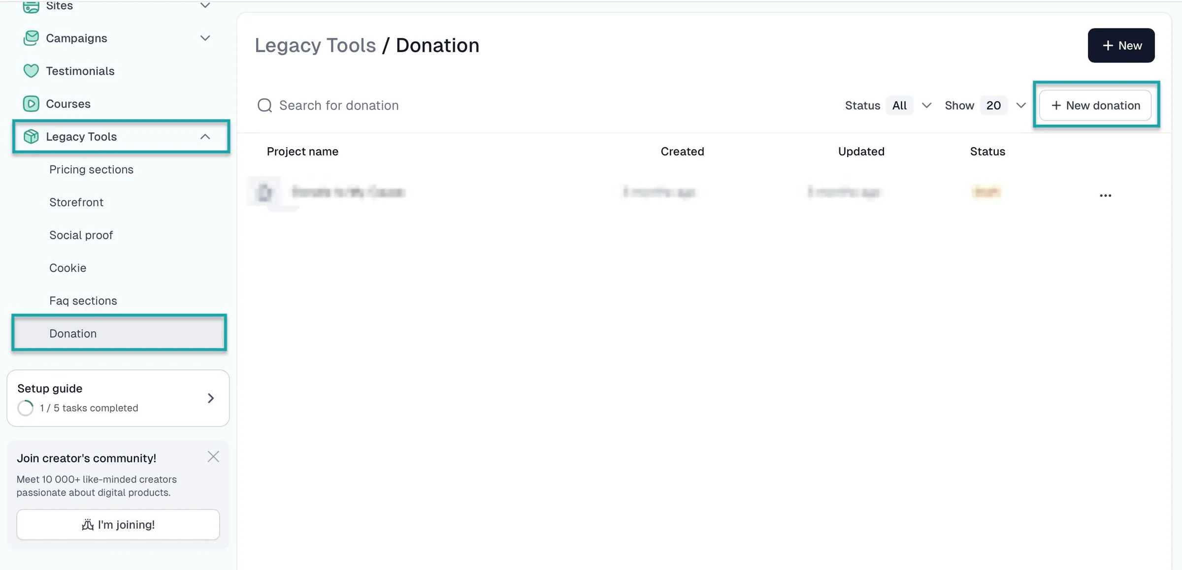 add new donation