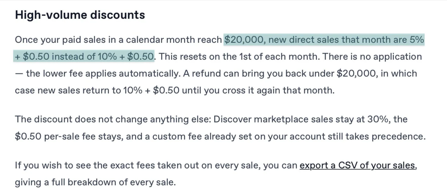 gumroad high-volume discounts