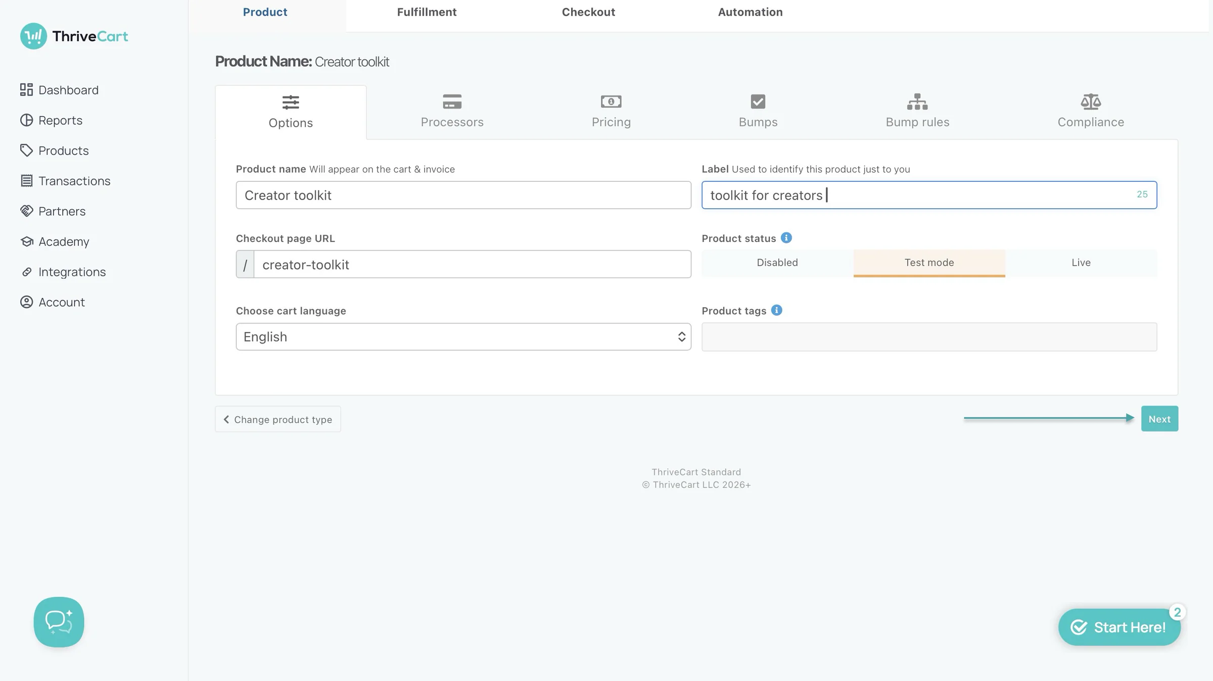 add product details on thrivecart