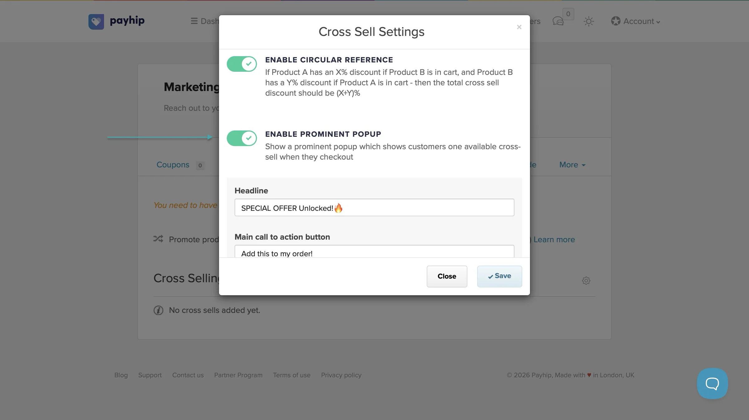 payhip vs gumroad - cross-sell settings