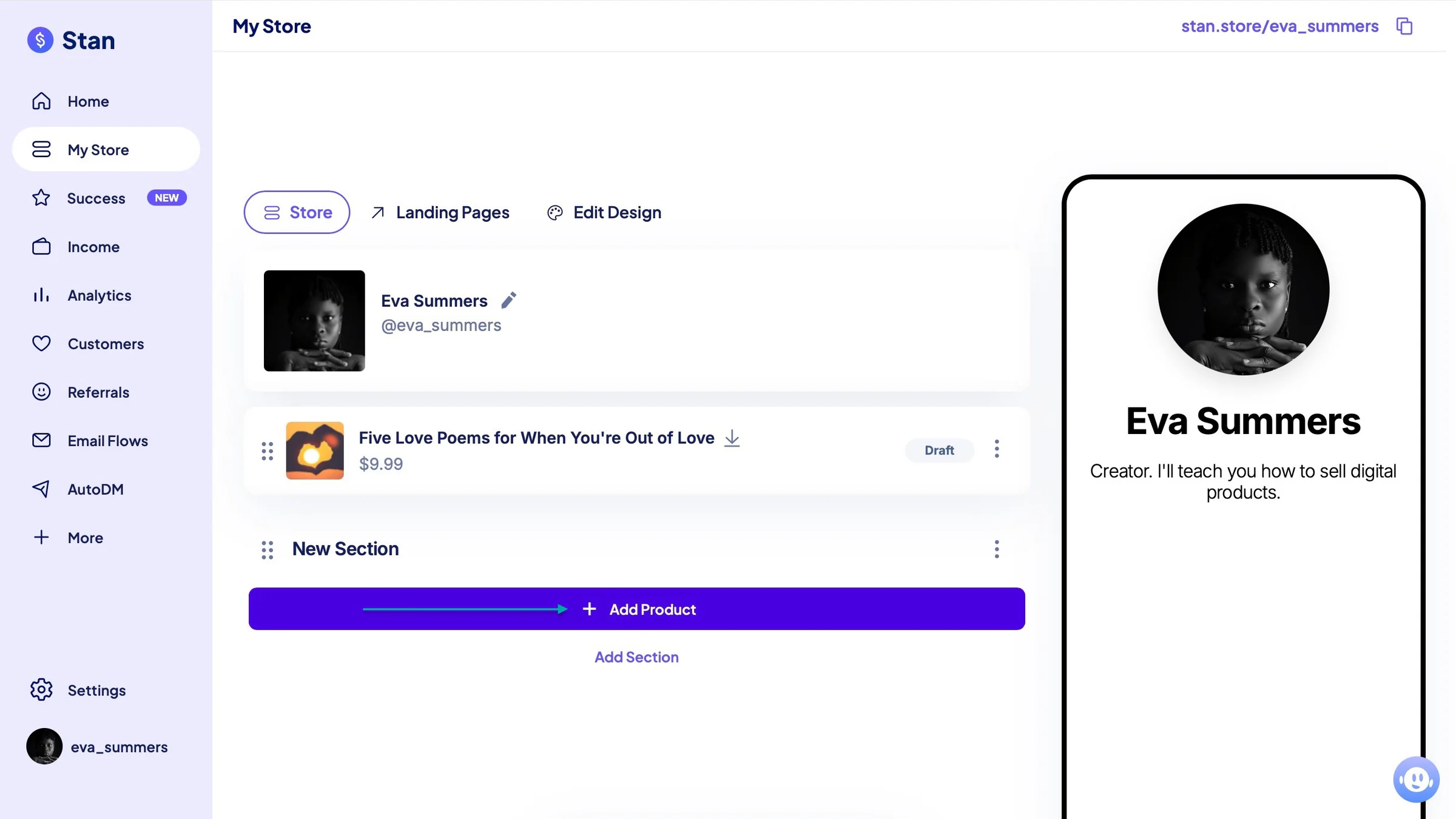 add product on stan store