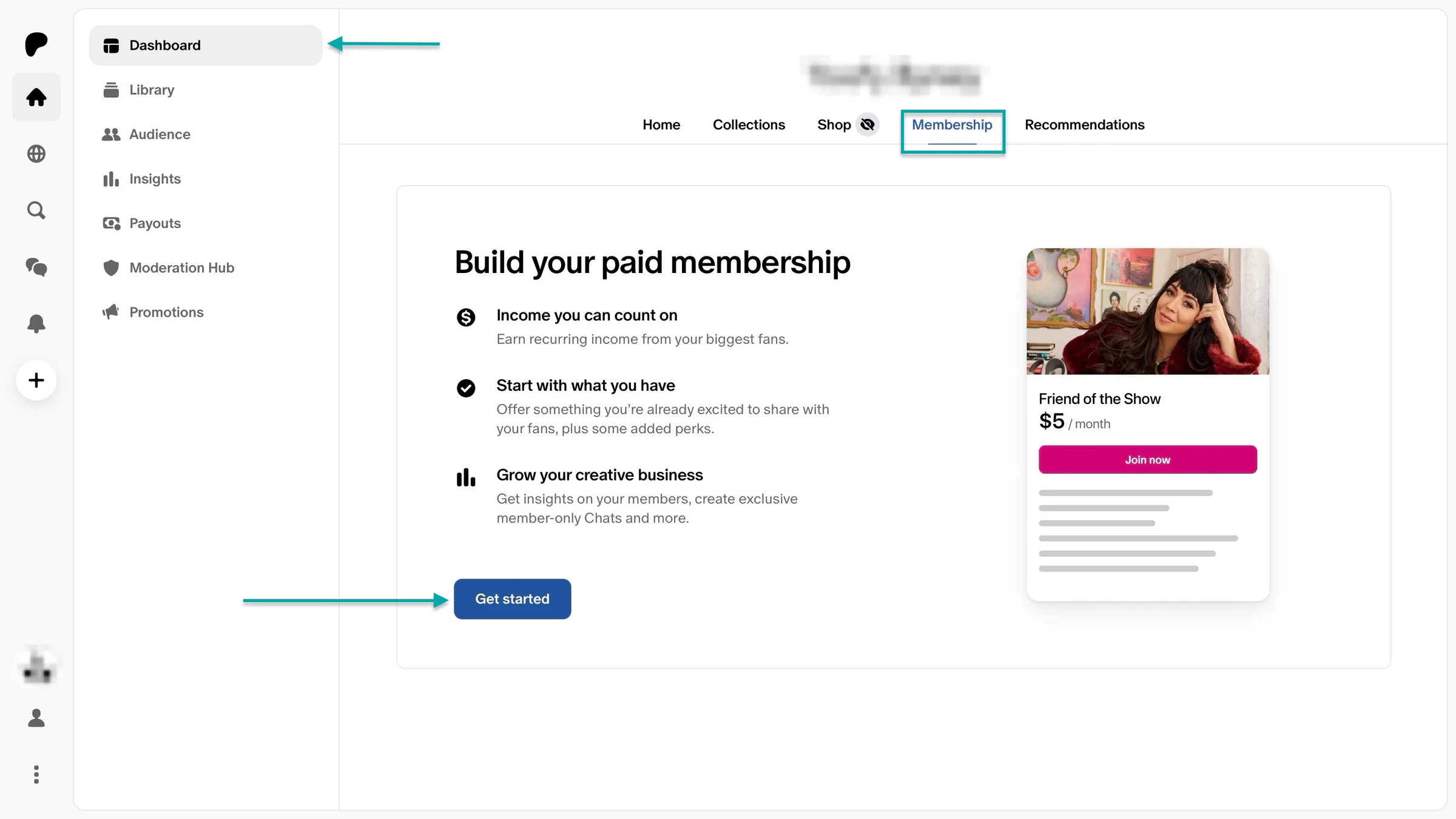 membership feature on buy me a coffee alternative