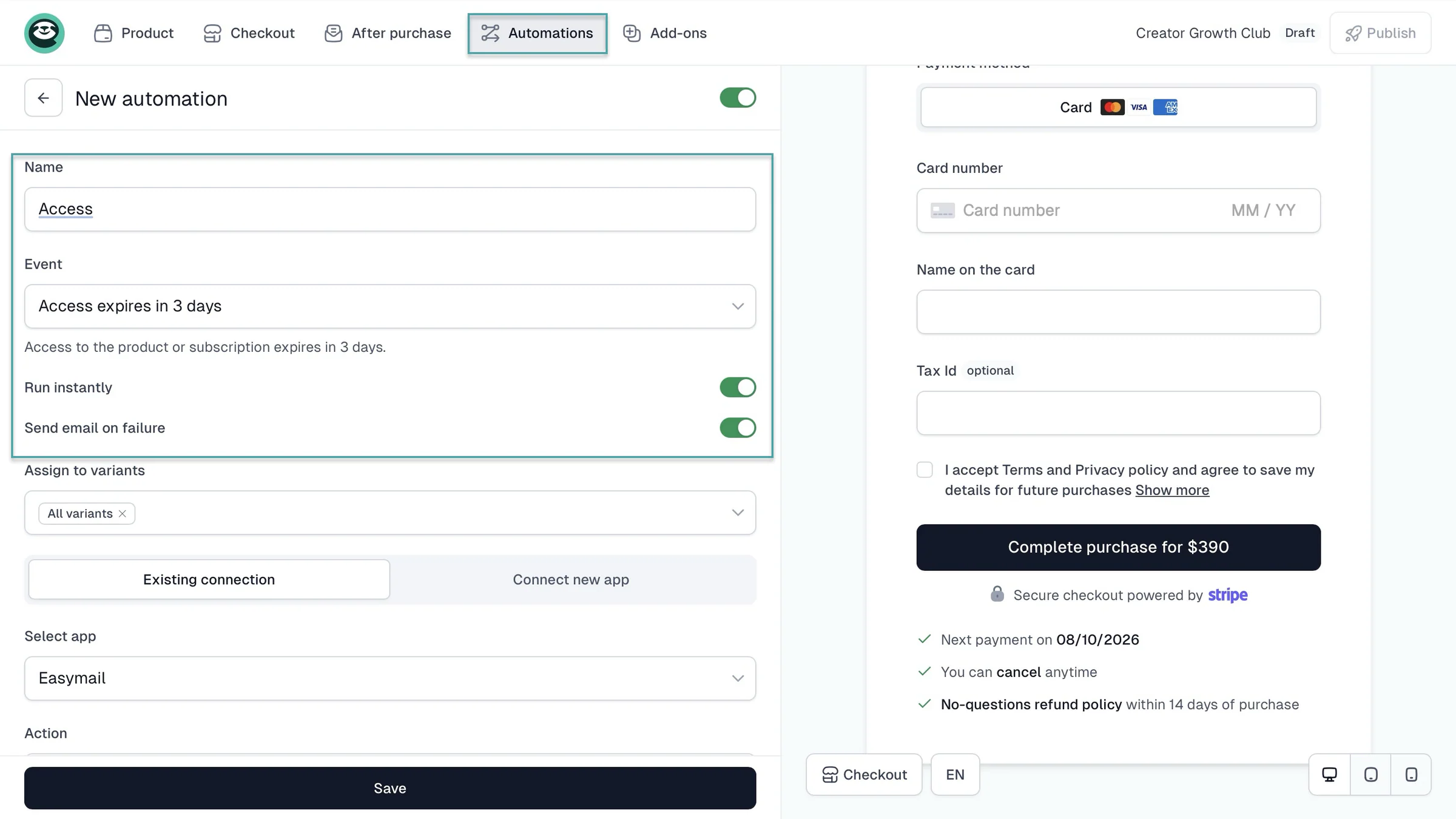 new automation on easytools