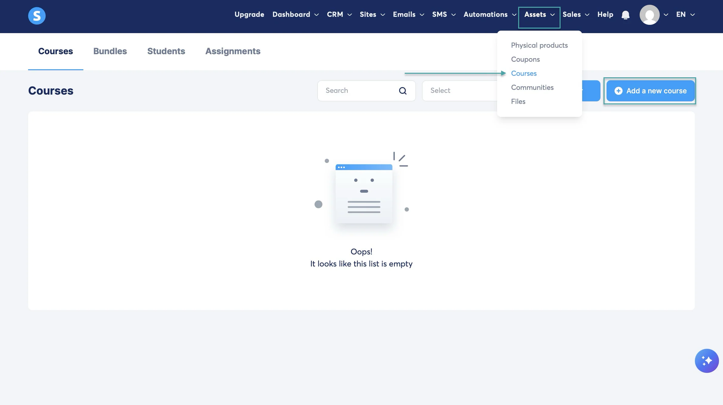 select courses feature