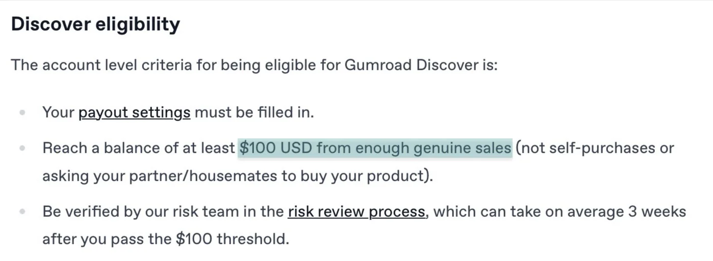gumroad discover eligibility