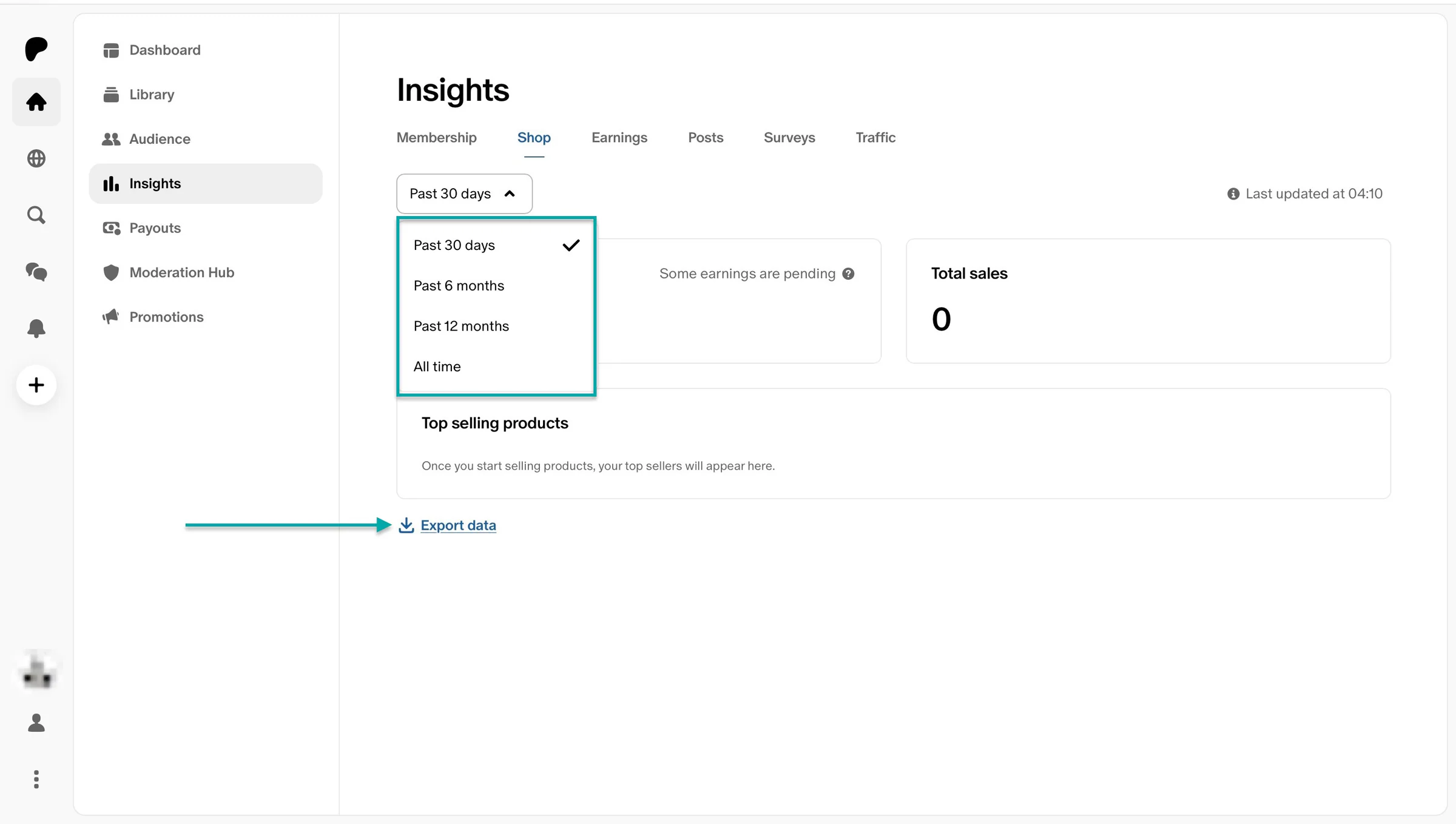 export shop insights