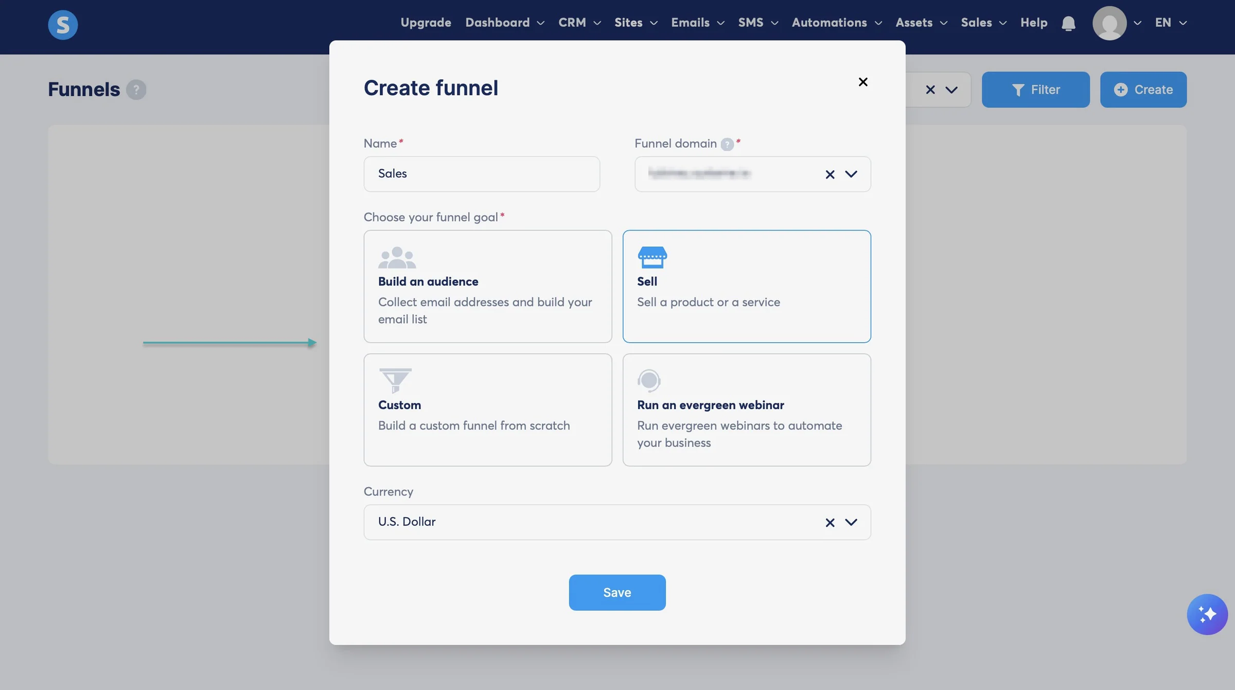 create funnel on systeme.io