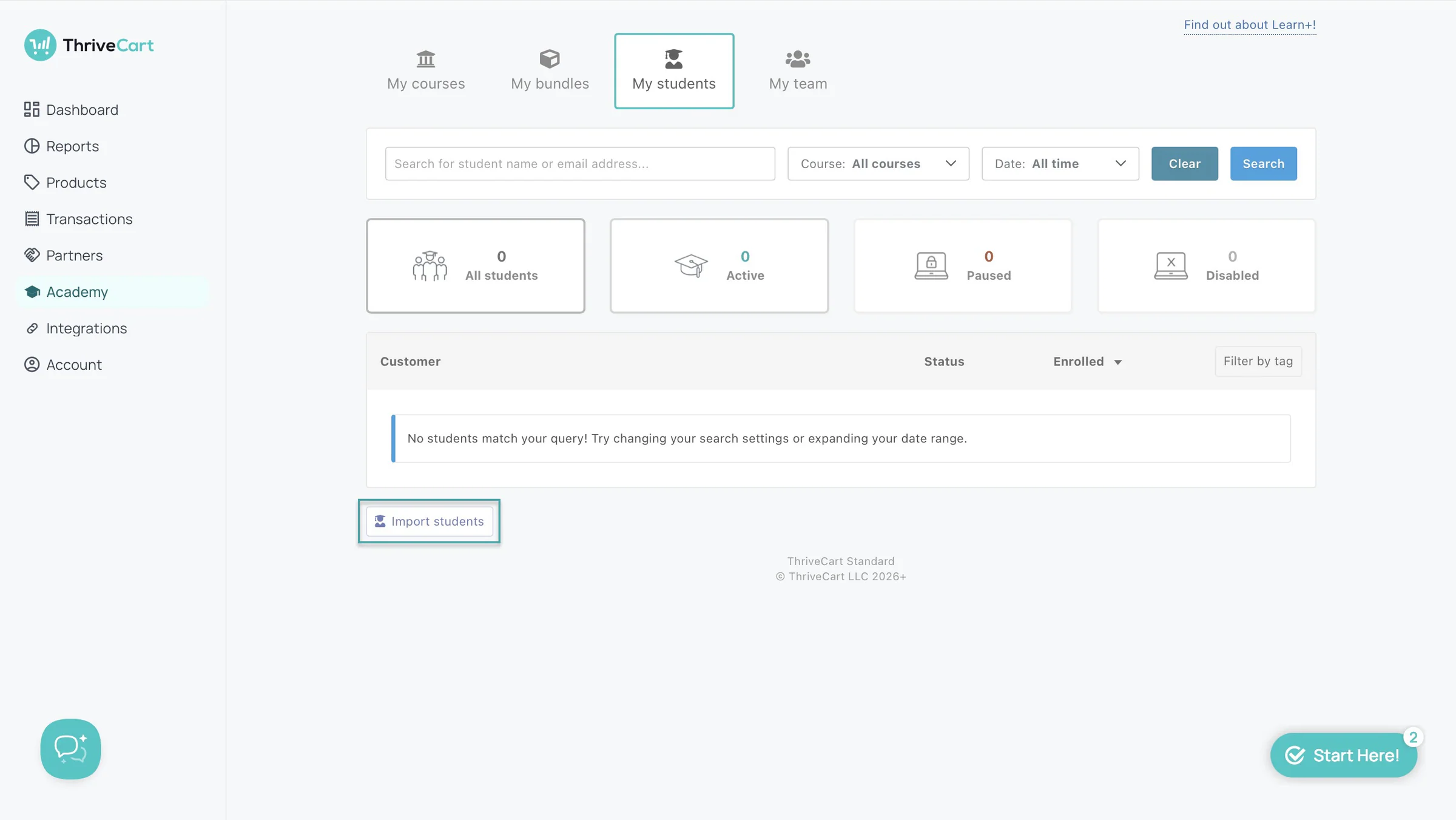 import contacts to thrivecart
