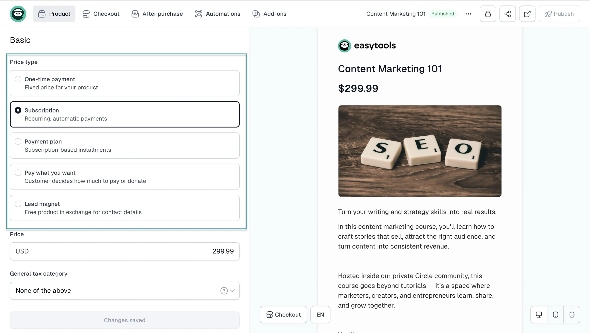 select price type on clickfunnels alternative