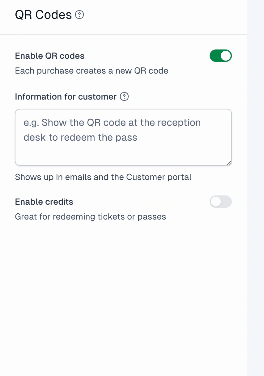 Turn on Enable QR codes, then save and publish