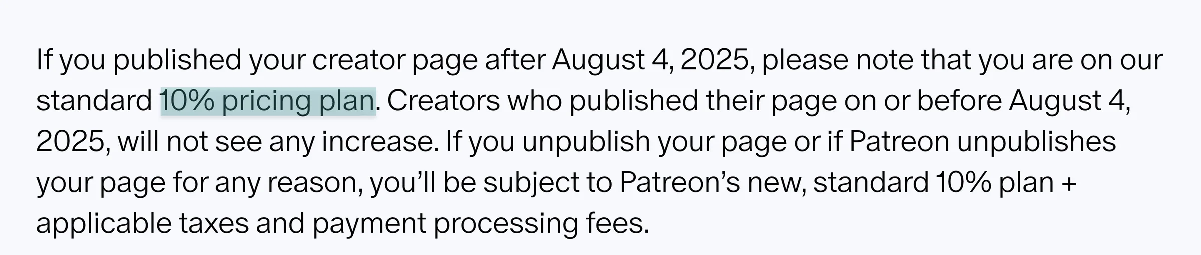 patreon platform fee