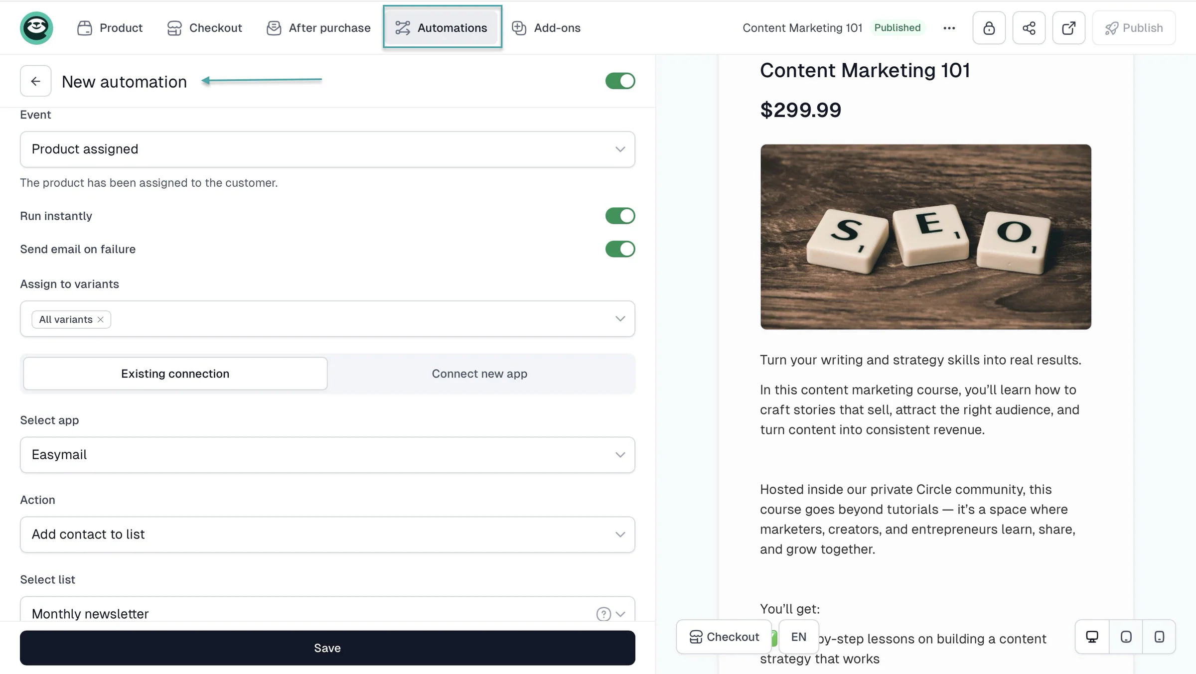 set up automations easytools