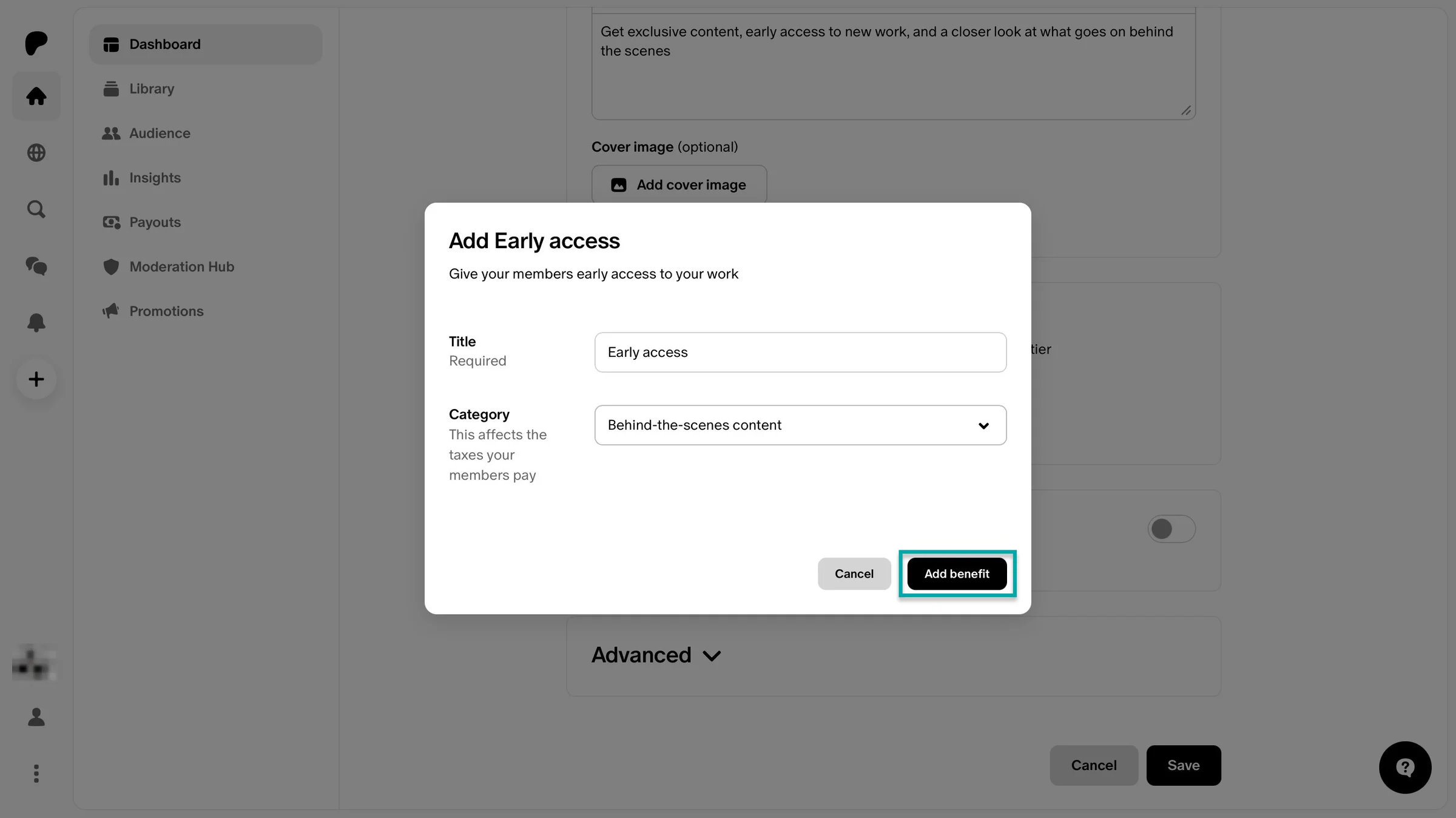 add membership benefit