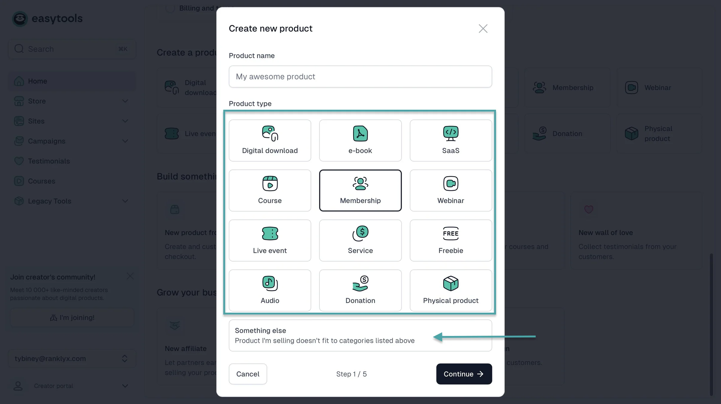 product types on easytools