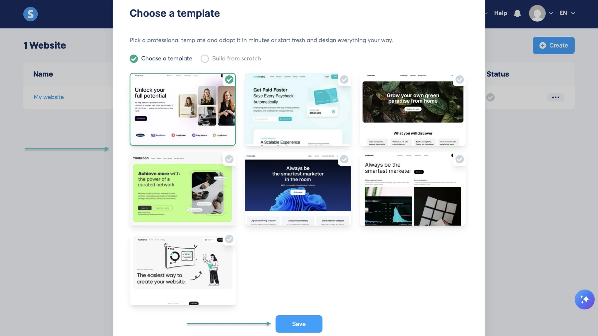 choose a website template