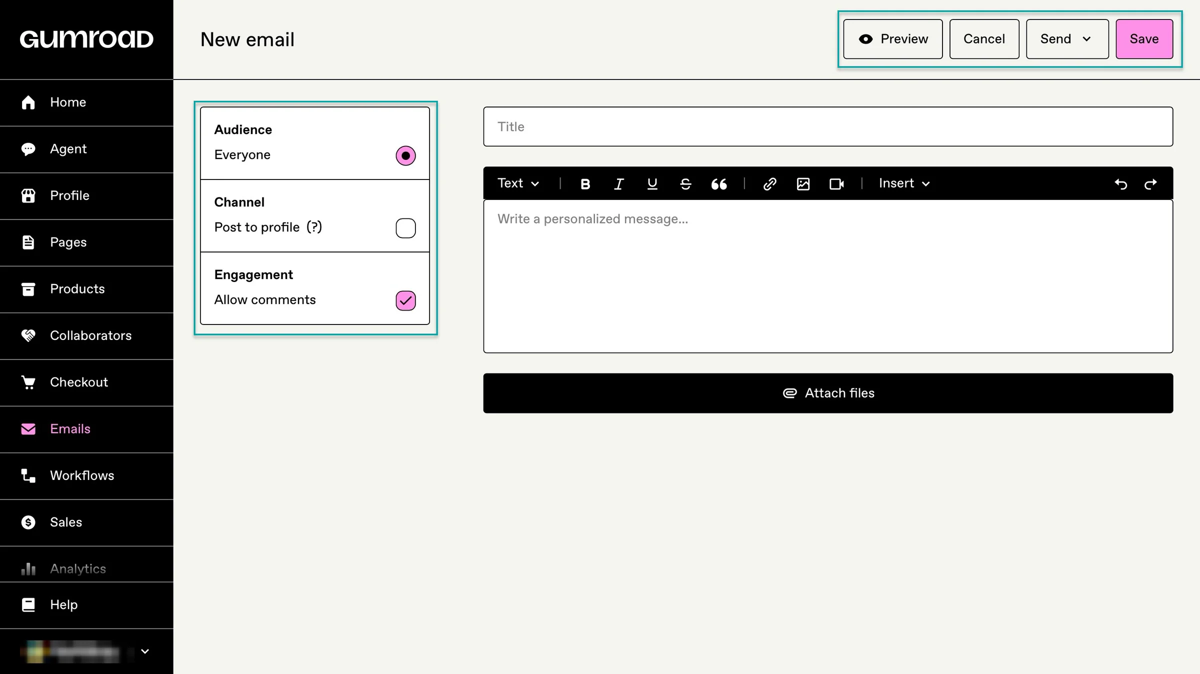new email on gumroad