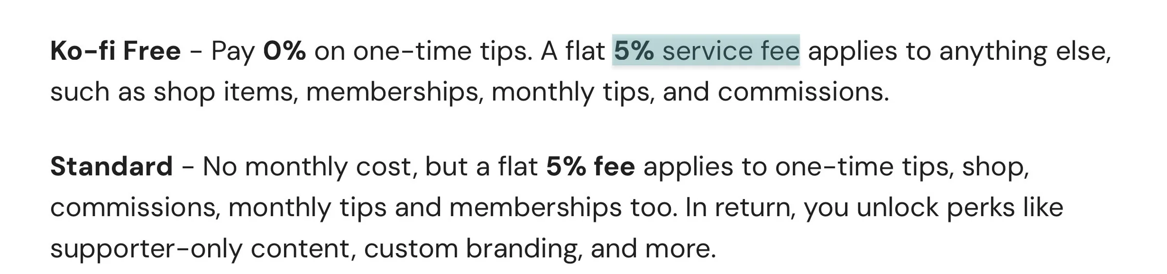 ko-fi service fee