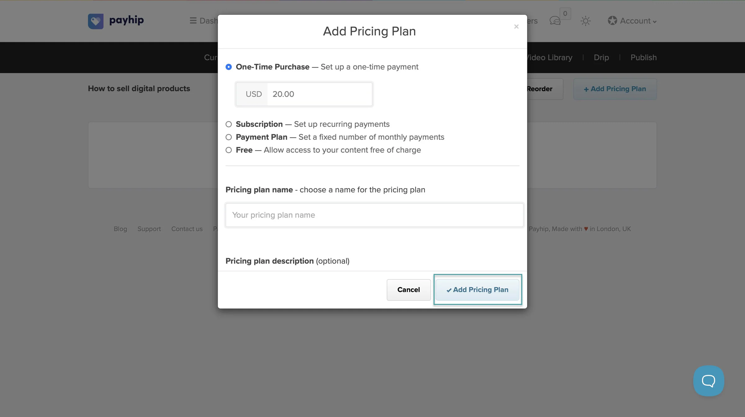 payhip vs gumroad - add pricing plan