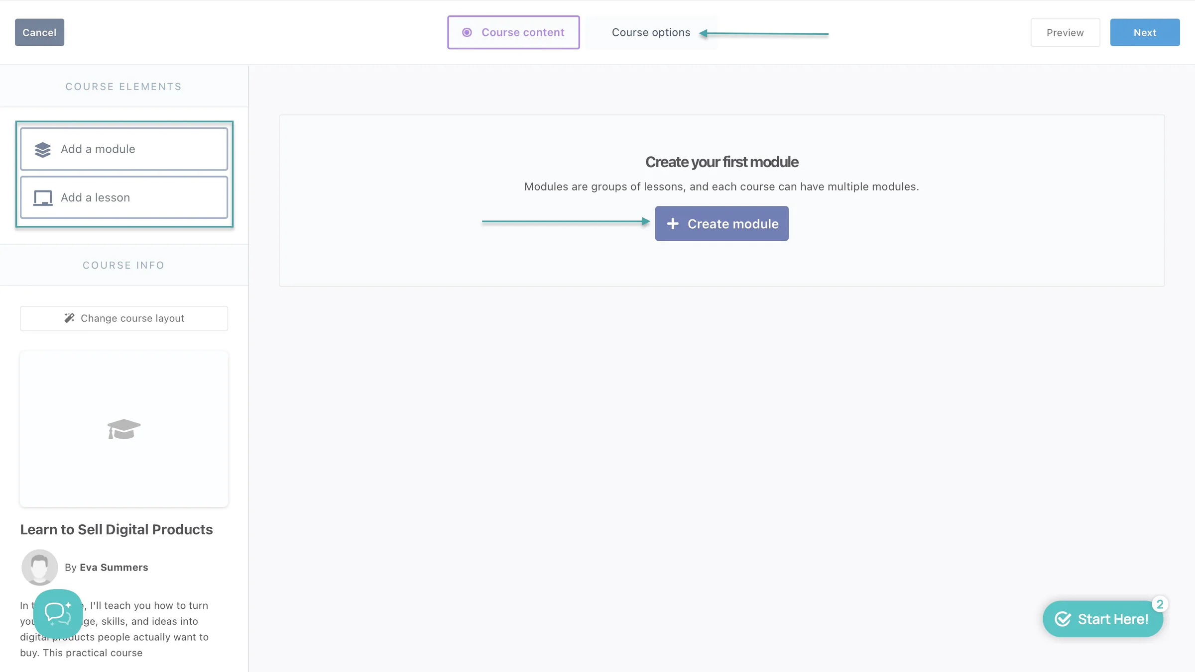 course editor on thrivecart
