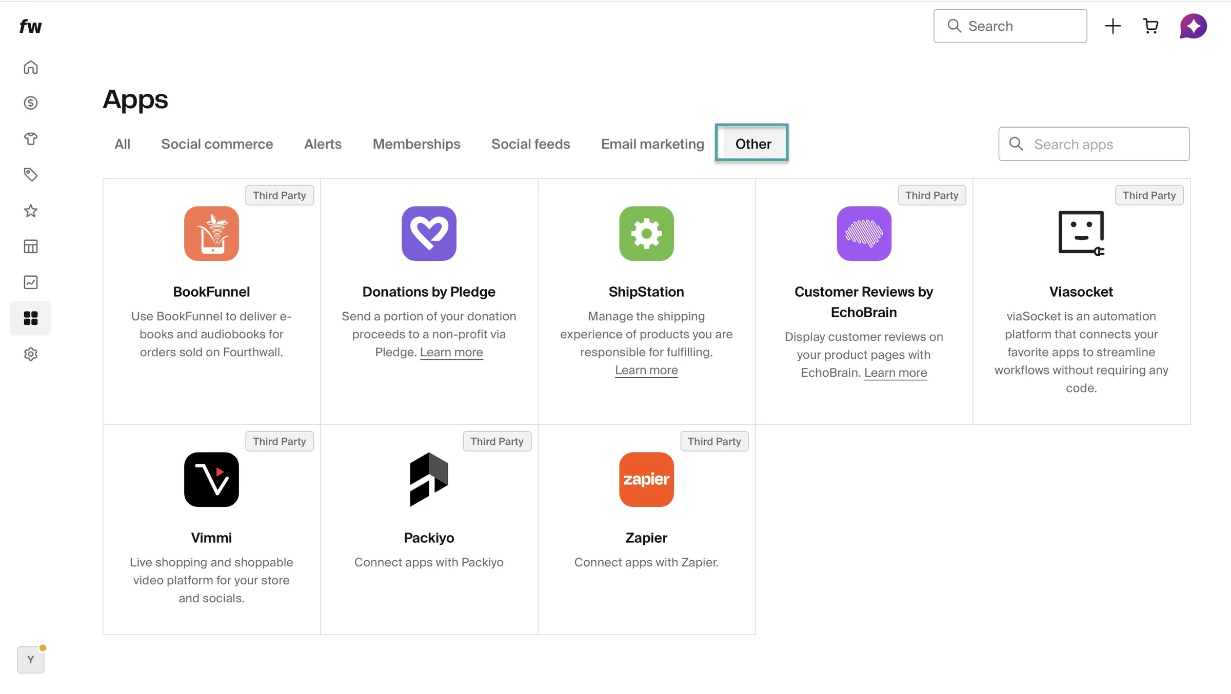 app integration on fourthwall