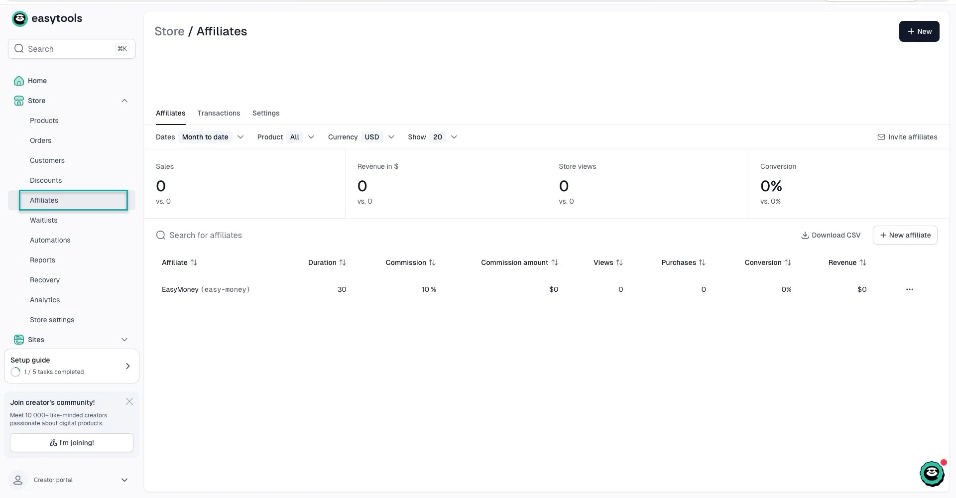 easytools affiliates analytics