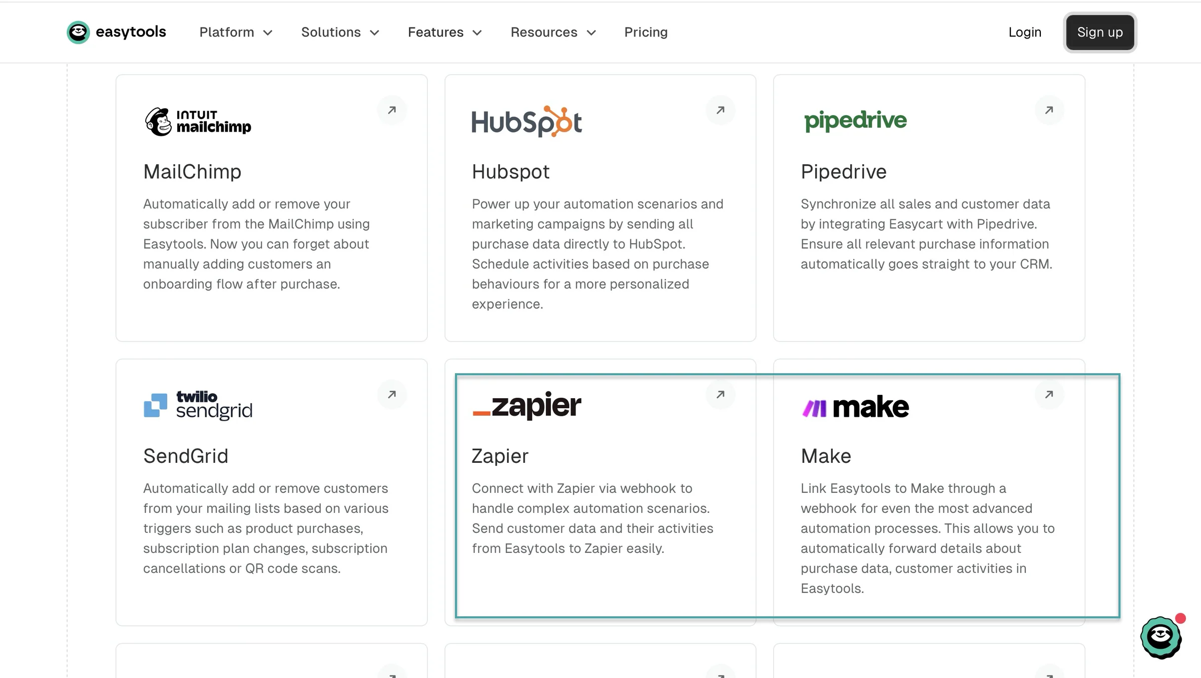 zapier and make integrations on easytools
